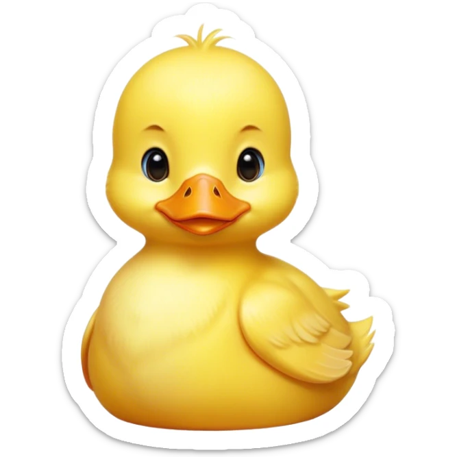 Cinematic Noble Yellow Baby Duck Portrait Emoji, Poised and regal, with a tiny, delicate build and a vibrant, well-groomed bright yellow downy coat, deep-set soulful bright eyes, Simplified yet sharp and sophisticated features, highly detailed, glowing with a soft, dignified glow, high shine, intelligent and charming, stylized with an air of youthful elegance, focused and attentive, soft glowing outline, capturing the essence of a watchful and confident little duckling, so majestic it feels as though it could peep out of the screen with effortless authority! sticker