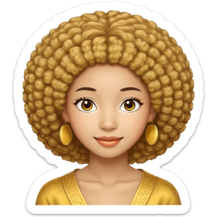une image d'une fille métisse afro japonaise très belle de 20 ans réaliste sticker