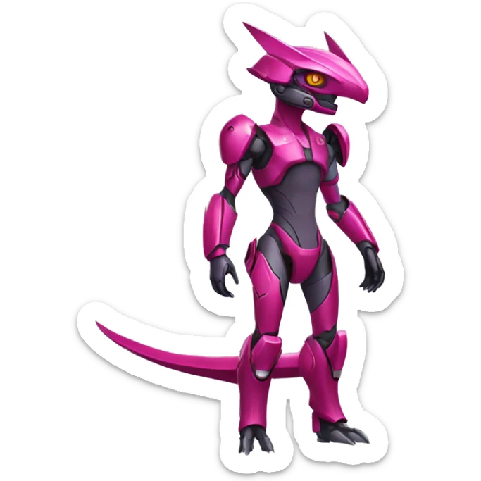 a Genesect-Raptor-Fakémon-—hybrid with a futuristic visor-helmet full body sticker