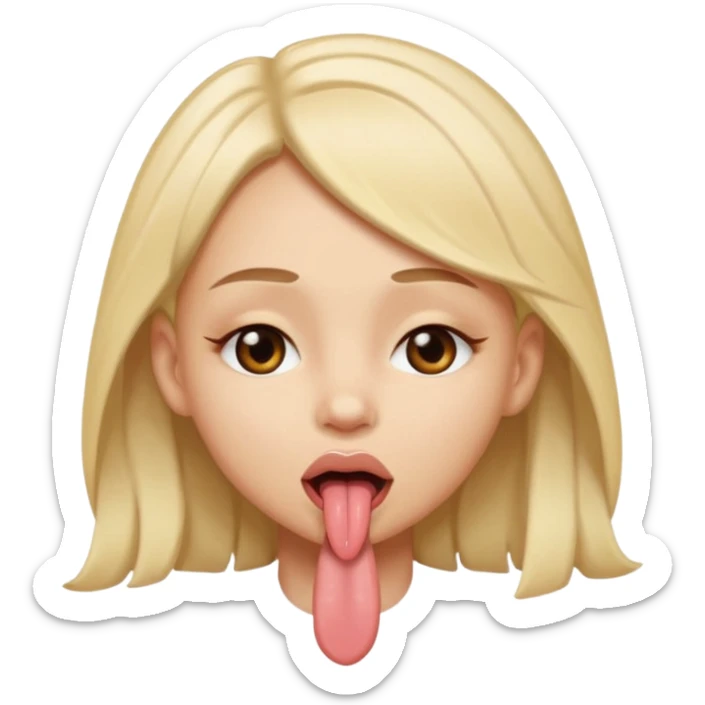 girl naked with eye close and tongue charm sticker