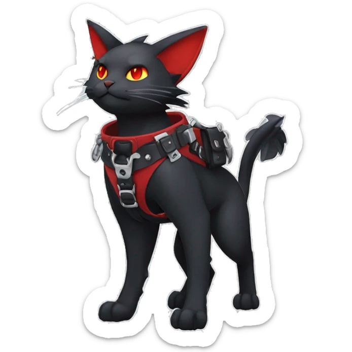 cool edgy black punk red ethereal fantasy nargacuga-bat-cat-Fakemon collar harness full body sticker