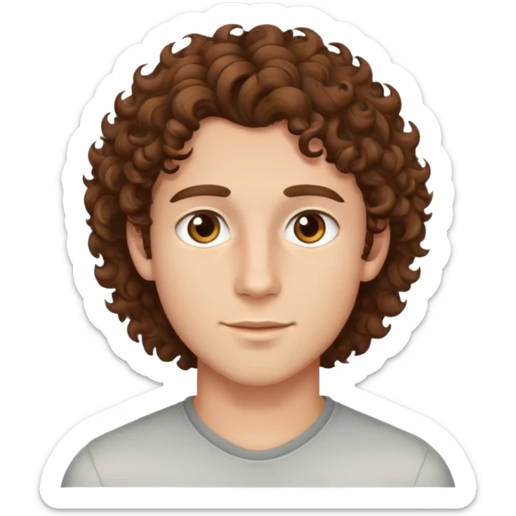 good looking young adult boy with brown curly hair and brown eyes sticker