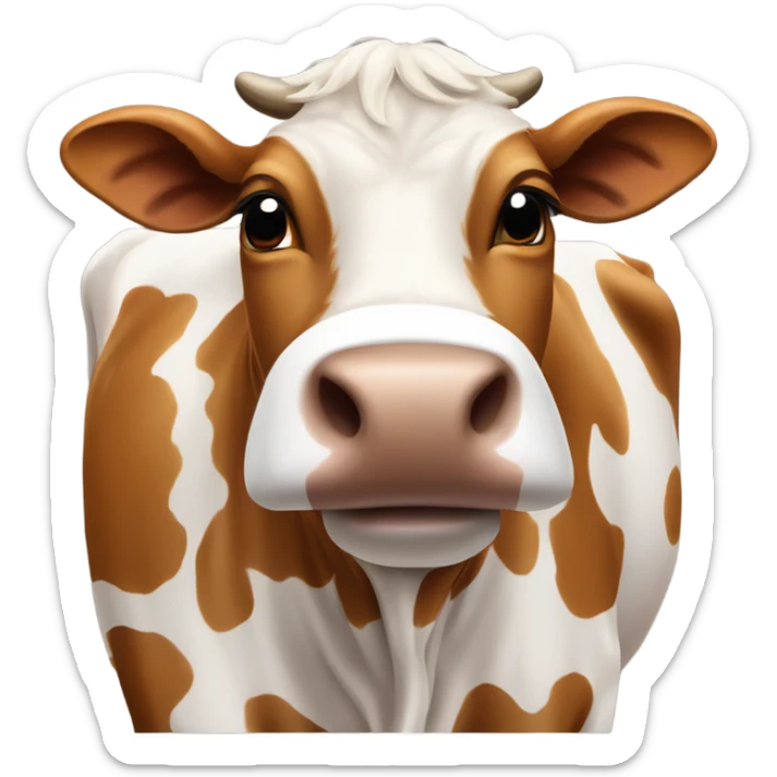 Longhorn brown cow with white tape over his nose that says bevo sticker