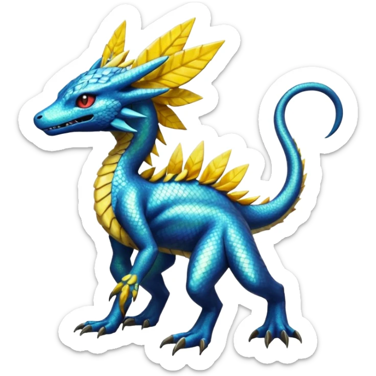 Shiny Iridescent Helioptile-Salandit-Jolteon-Fakémon-hybrid-creature (full body)  sticker
