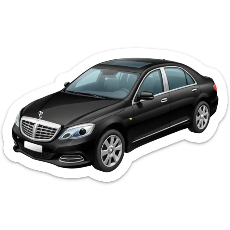 Crée-moi une voiture noire, berline, très classe La voiture  en long 2025classe S que d’un côté sticker