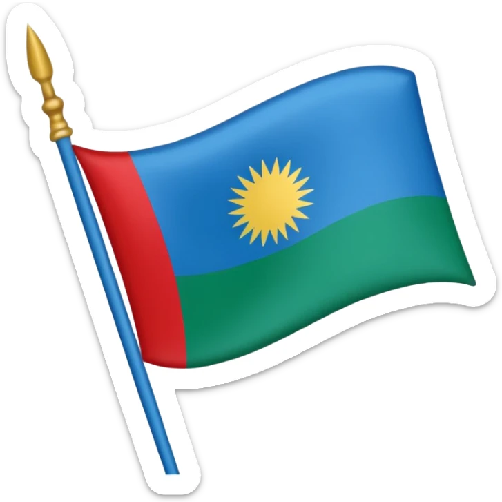 Bandera gitana con rueda roja enel medio i azul arriba dela bandera i verde abajo sticker