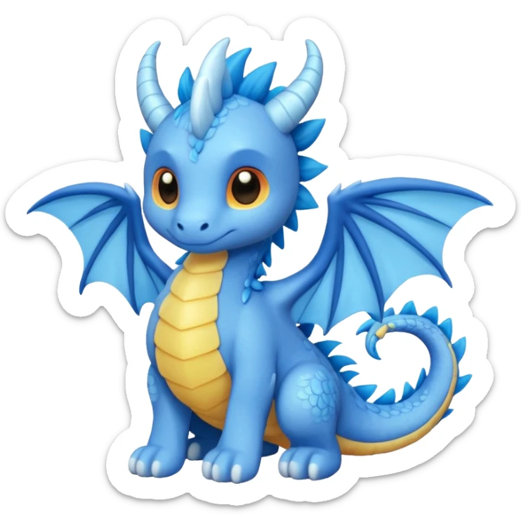 Sky dragon colour in blue and looks cute , have wings , follow the JELLYCAT sticker