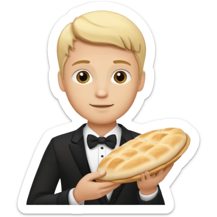 The blond groom emoji combined with tthe pita emoji sticker