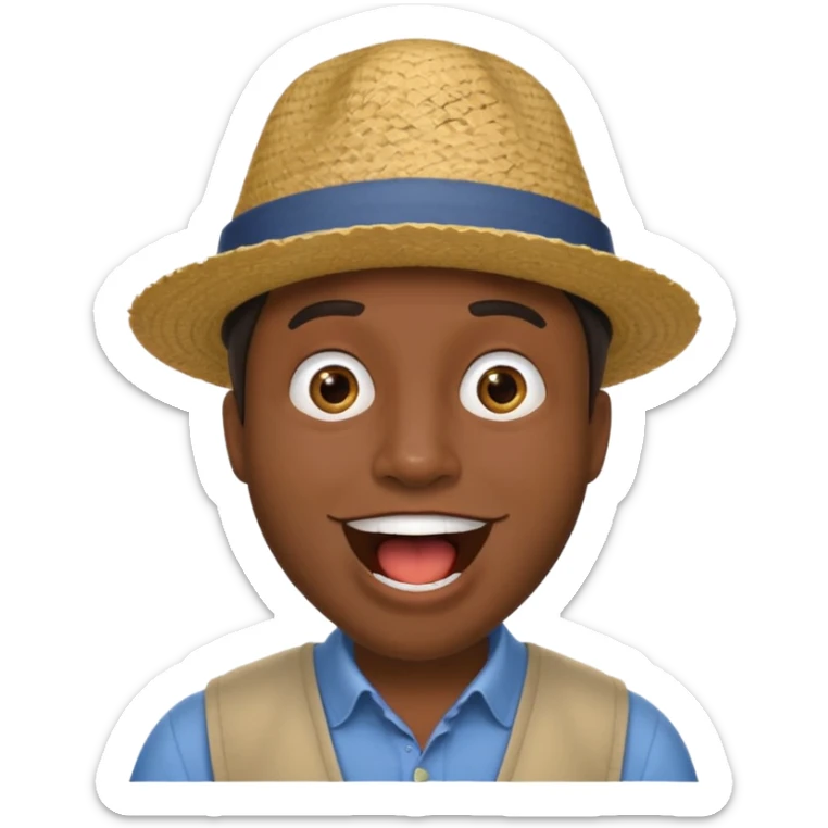 homme créole réunionnais  étonné  bouche ouverte avec chapeau sticker