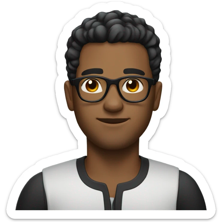 man with black taper fade hair, no FACIAL HAIR and glasses sticker