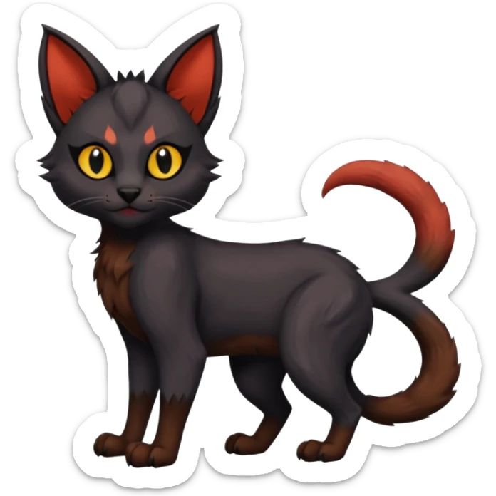 Dark Black Lykoi-Caracal-Bat-Litten-Torracat-Noibat-Hybrid (Full body) sticker