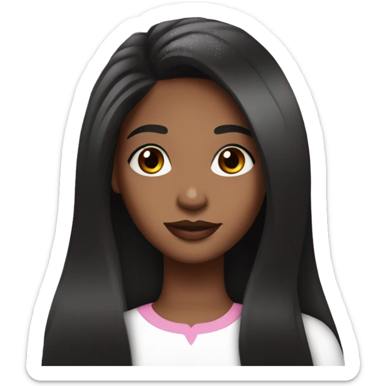 A brown girl with long straight black hair long lashes and dimple and pink lips  sticker