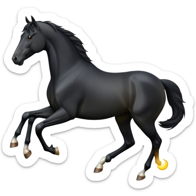 cinematic-[black horse]-realistic-full-body-galopping-emoji,-tail-flicking-lazily,-head-tilted-dramatically,-sleek-[black]-coat,-simplified-yet-realistic-focused-features,-highly-detailed,-glowing-with-an-almost-sarcastic-glow sticker