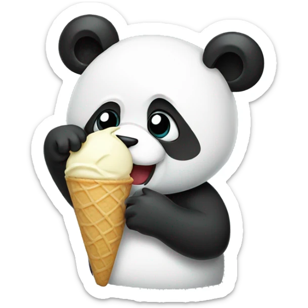 Panda eating ice cream sticker