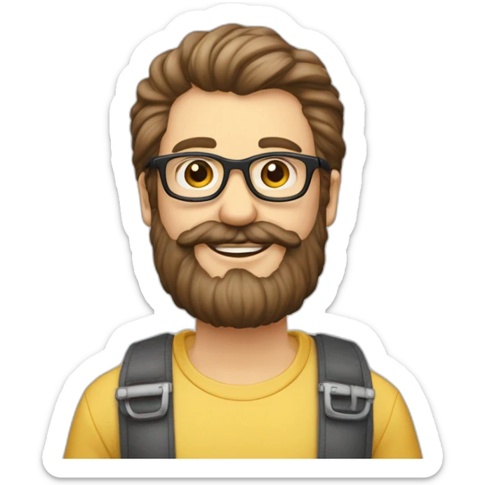 Bobo parisien mâle lunette cheveux année 80 barbe légère sticker