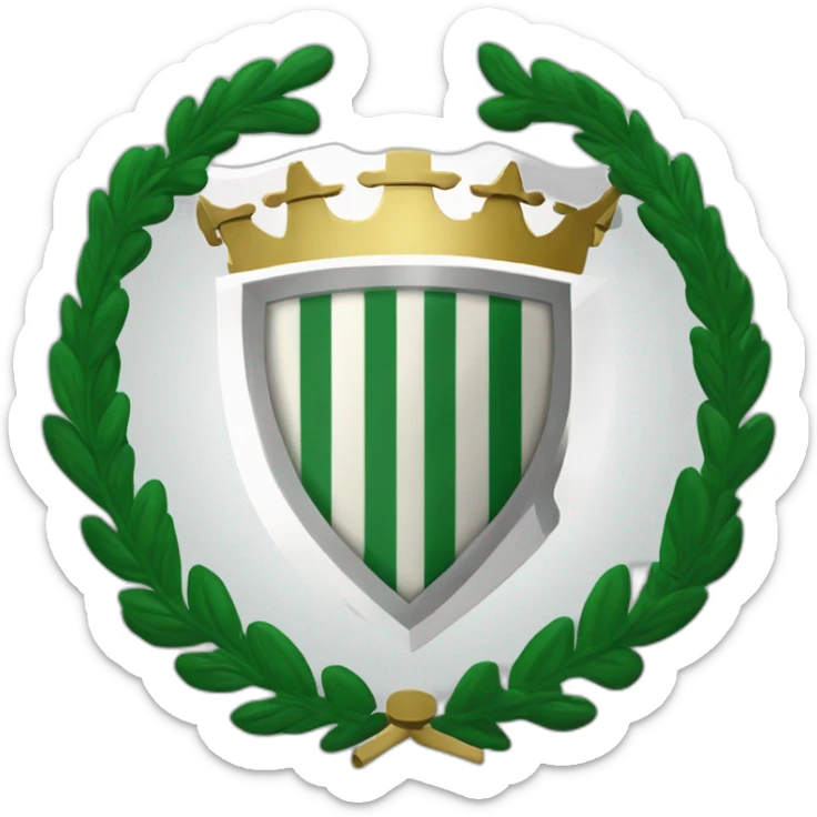 ESCUDO REAL BETIS BALOMPIE, TRIANGULO HACIA ABAJO Y RALLAS VERDES Y BLANCAS CON CORONA REAL  sticker