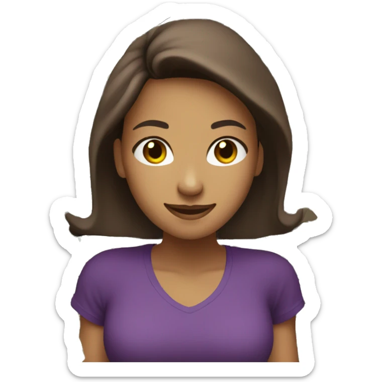 tan woman emoji with purple shirt and brown hair doing money spread and smiling sticker