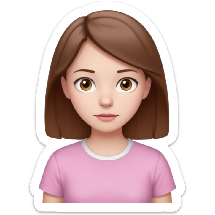 Pale girl brown hair and wearing pink and white shirt sticker