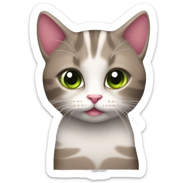 gattina con pelo color mogano e strisce grigio scuro sulla fronte. occhi verde oliva. nasino rosa.  sticker