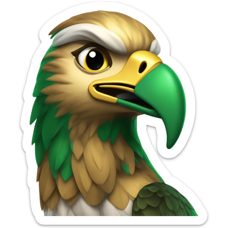 the state university of new york college at brockport's mascot Ellsworth the golden eagle celebrating christmas green beak sticker