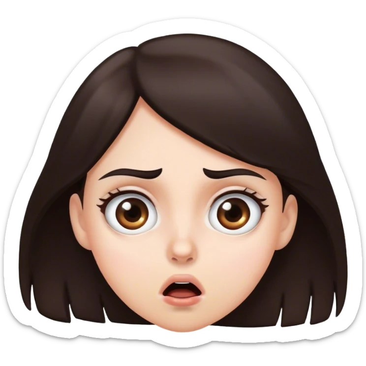 shocked girl with dark brown hair and eyes white girl sticker