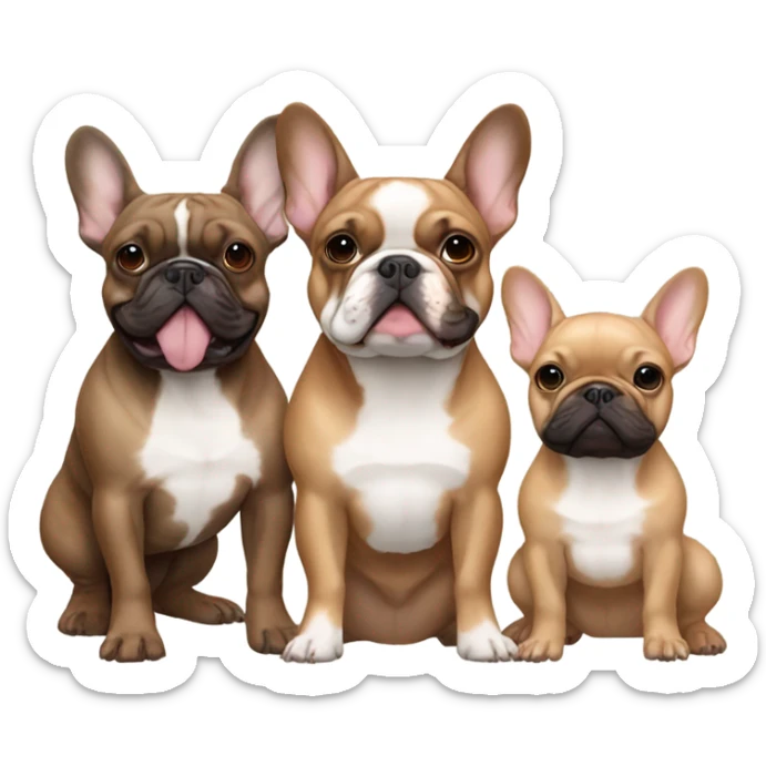 Pair of French bulldogs Brown & tan with fawn French bulldog friends sticker