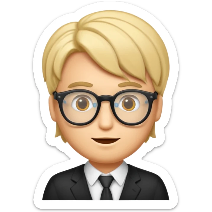 Erstelle mir eine Emoji von einem Jungen. Hautfarbe Bräunlich, Jung und Gutaussehend, mit durchsichtiger Brille und playboy Frisur  sticker
