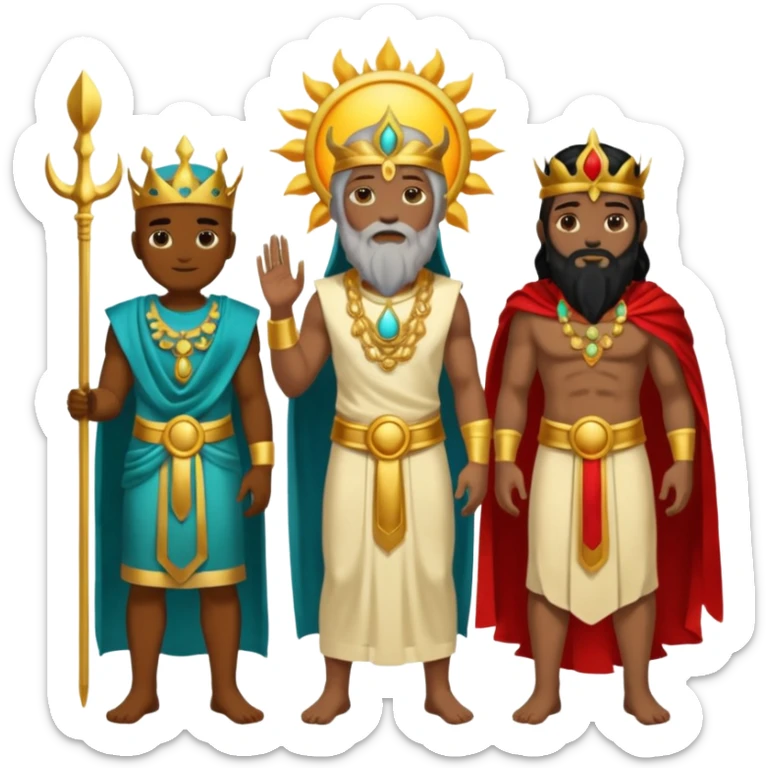 divine synergy between earth God, sun God, sea God and Death God sticker