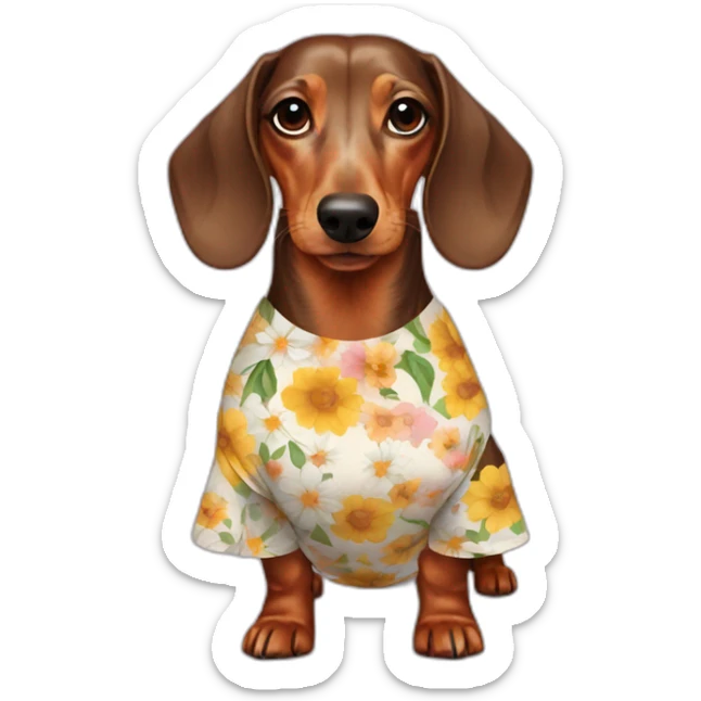 Dachshund whith flowers dress sticker