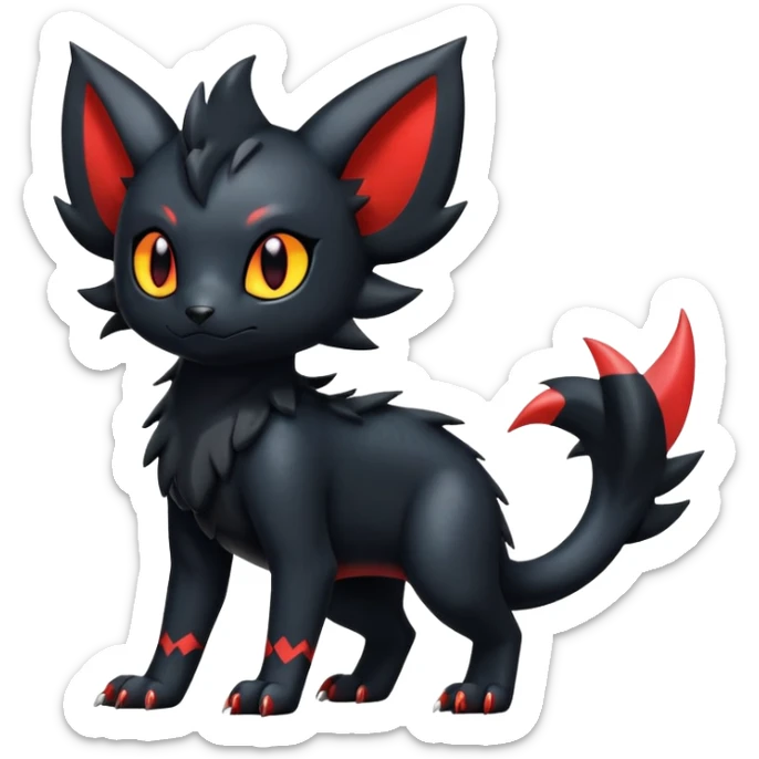 Dark Cute Shiny Edgy Litten-Salandit-Umbreon-Fakémon-hybrid-creature (full body)  sticker