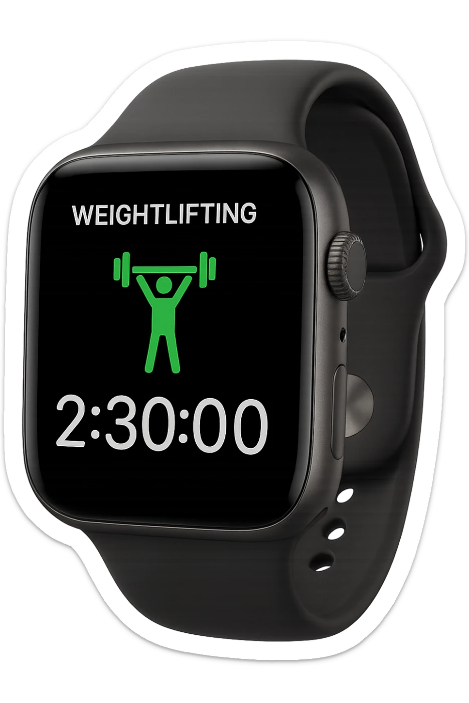 smartwatch con modalità attiva di pesi che segna 2 ore e mezza di palestra, REALISTICA 4K sticker