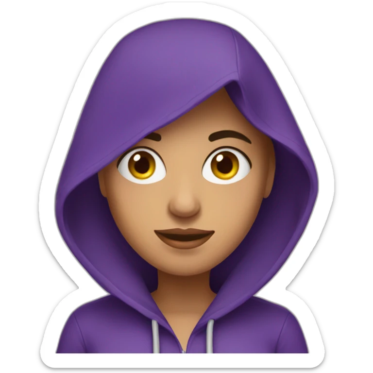 Armenian woman with purple hoodie and lost money sticker