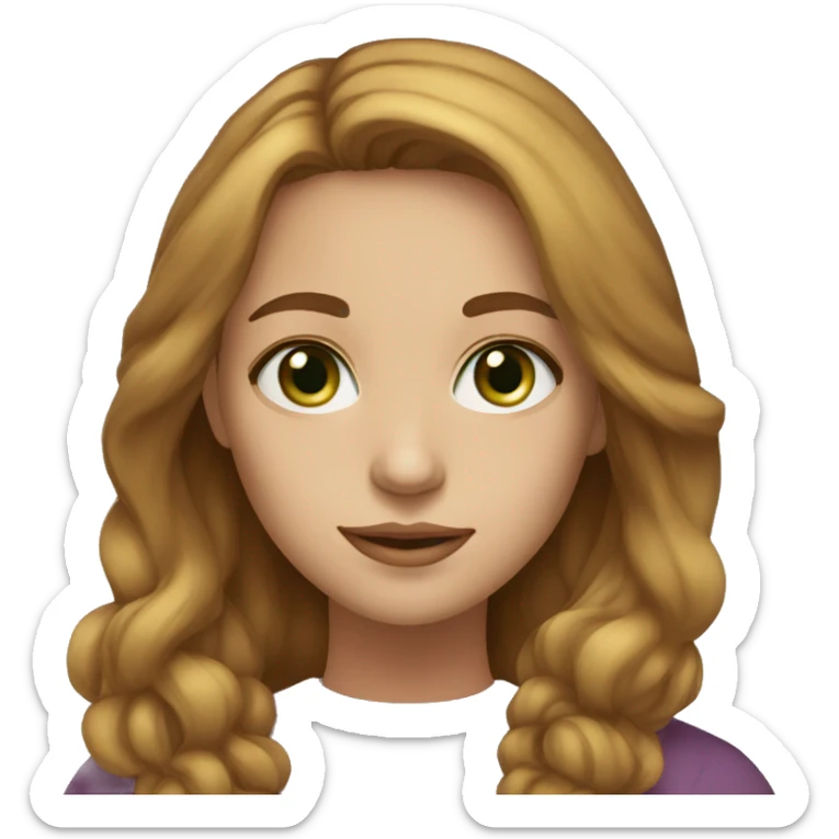 girl, 35 years old, long light brown hair, blue-green eyes and prominent nose sticker