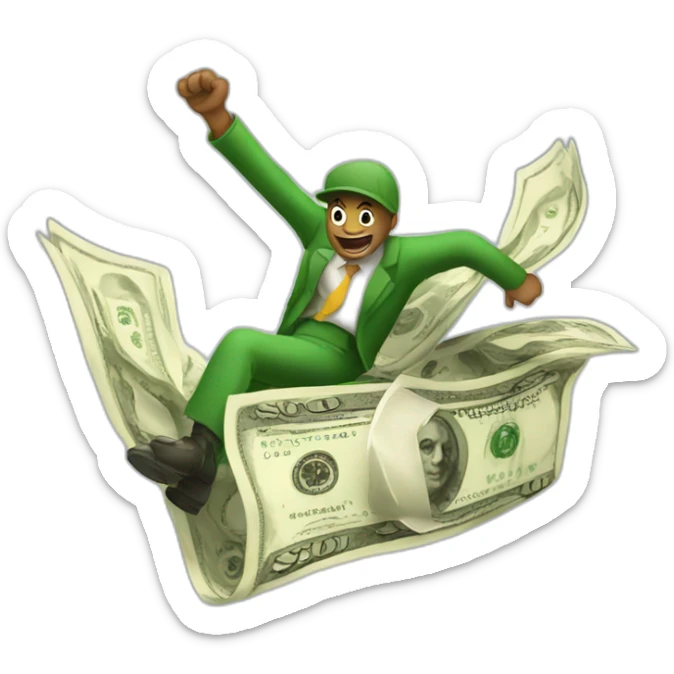 dinero volando sticker