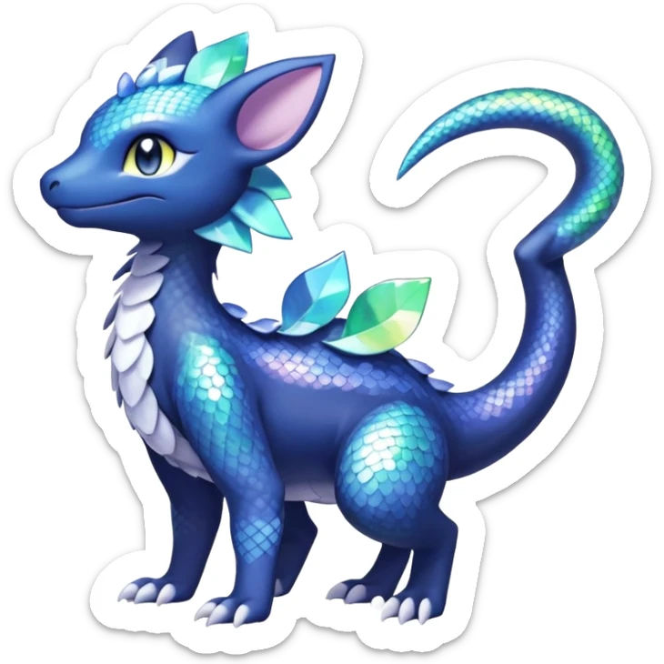 Rainbow crystal mix Shiny pastel Salandit-Meowstic-Noibat-Fakémon-hybrid-creature (full body)  sticker