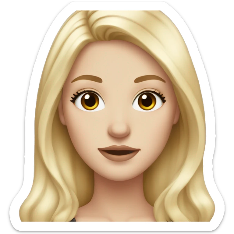 A white girl with dark brown eyes long lashes and blonde hair  sticker