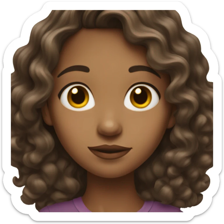 A mid toned skin coulerd girl with really wavy hair that is brunet sticker