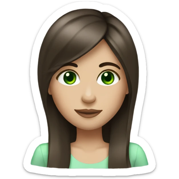 straight hair brunette girl with green eyes  sticker