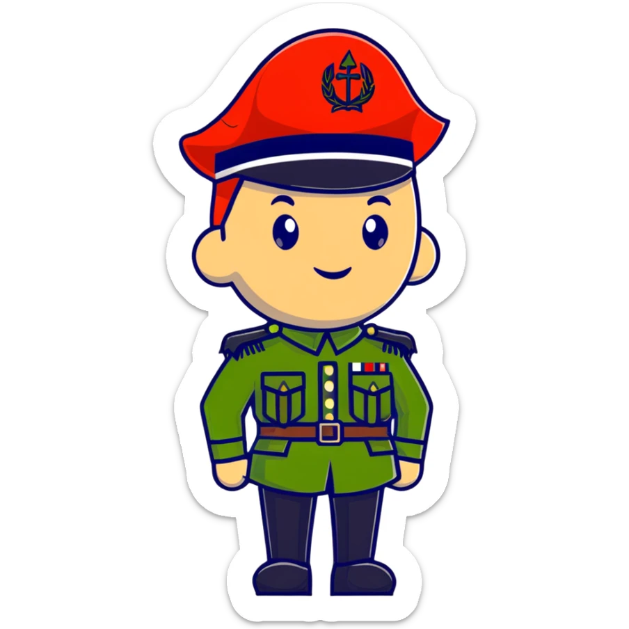 tomato wearing Napoleon Bonaparte's bicorne hat and military officer uniform sticker