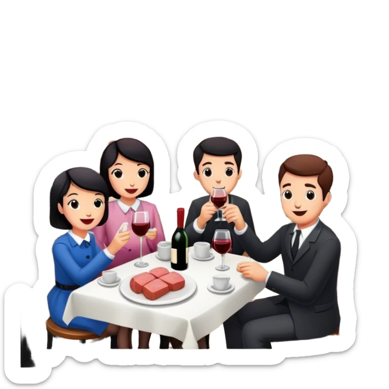 artist wine Party at a french SPAM meat cafe LANDSCAPE  sticker