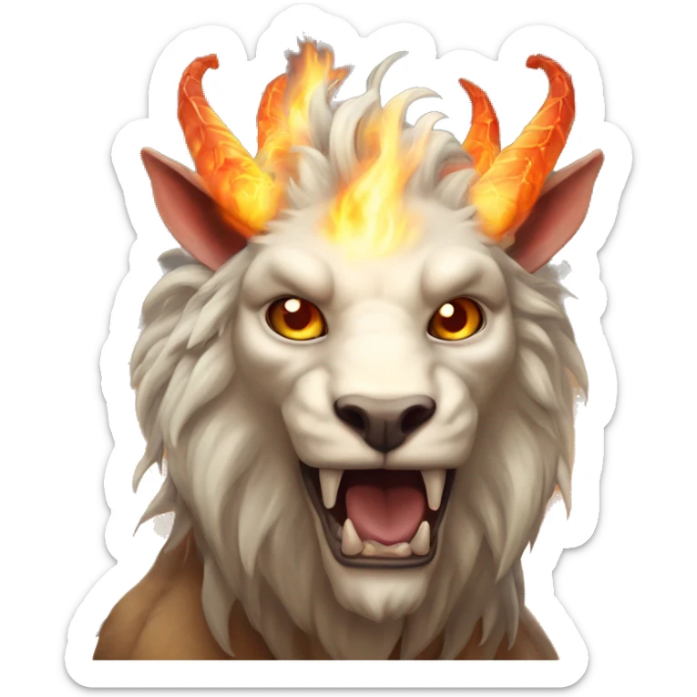 chimaera: A magical creature with the heads of a lion, goat, and dragon. It has a fierce appearance and breathes fire from its dragon head. sticker