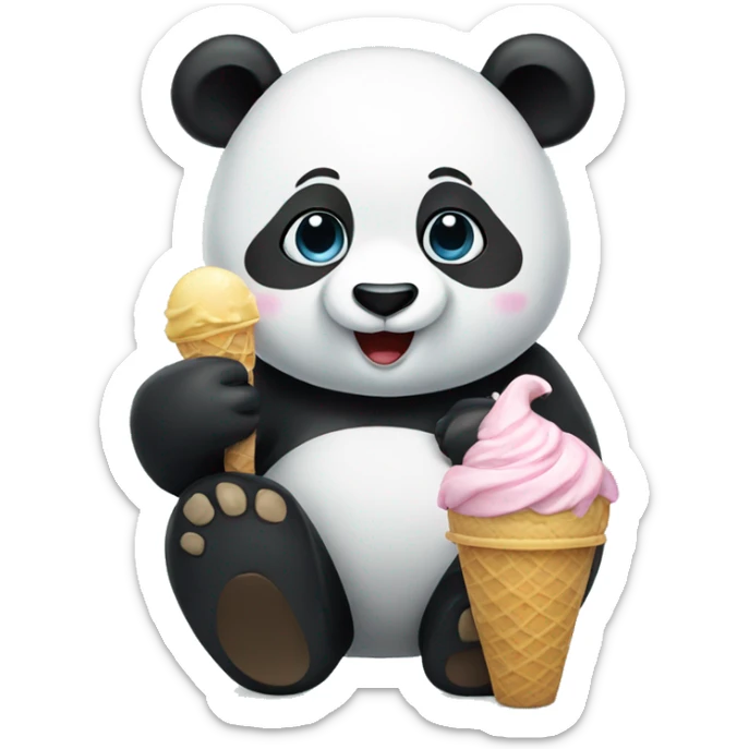 Panda eating ice cream sticker