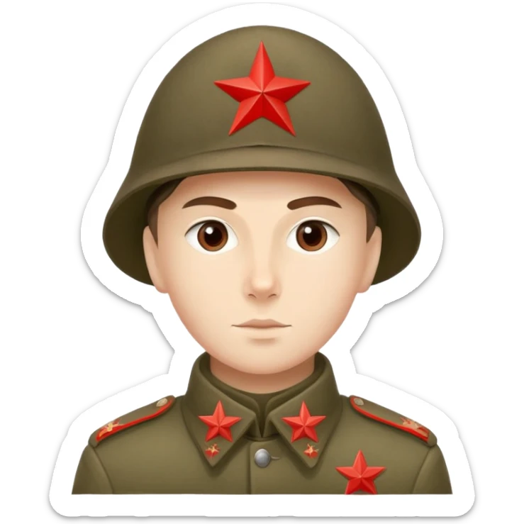 Red Army soldier from 1918 with budenovka hat and red star, Russian Civil War era sticker