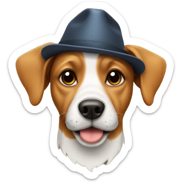 Dog wearing a hat sticker