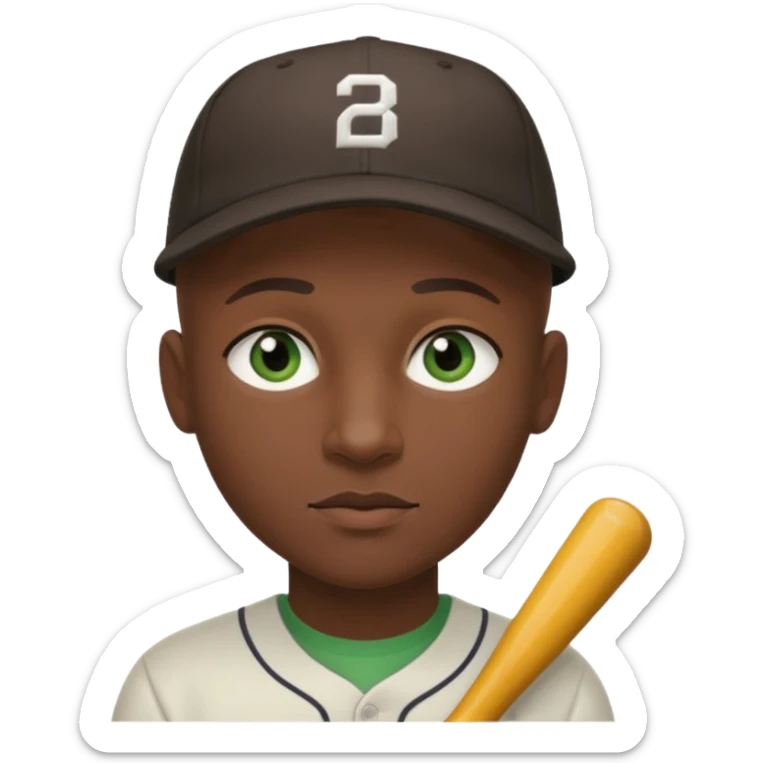 Black bald guy with a baseball cap, brown eyes & a white girl brown hair with green eyes no baseball cap sticker
