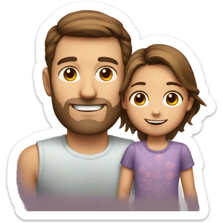 Dad with brown hair and little girl with brown hair sticker