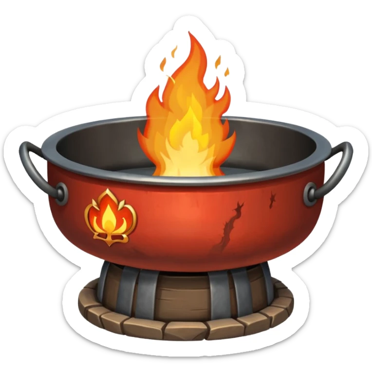 can you make a really medieval looking spiritual metal fire basin with a big fire coming out of the top sticker