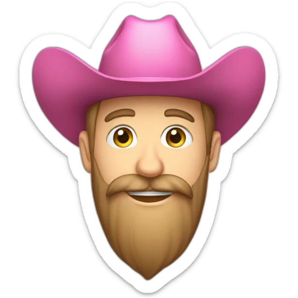 Caucasian guy with a full beard and a pink cowboy hat greeting someone and tipping their hat sticker