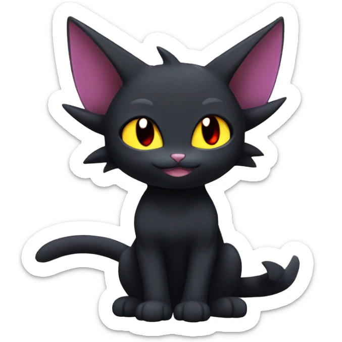 Cool Cute Edgy Black Dark Chibi Cat-Noibat-Noivern-Litten-Pokémon-Fakémon-hybrid sticker