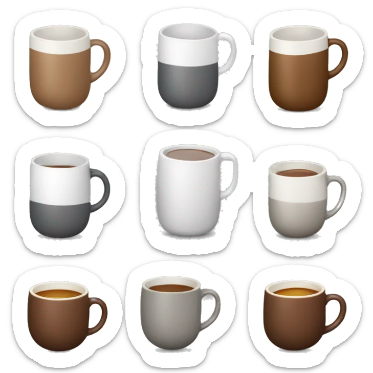 una taza pequeña,redonda de color marron y que tenga una bombilla gris sticker